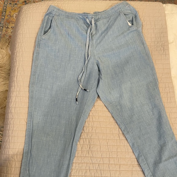 J. Crew Pants - J.Crew Chambray Tie-Waist Denim Crop Pants
